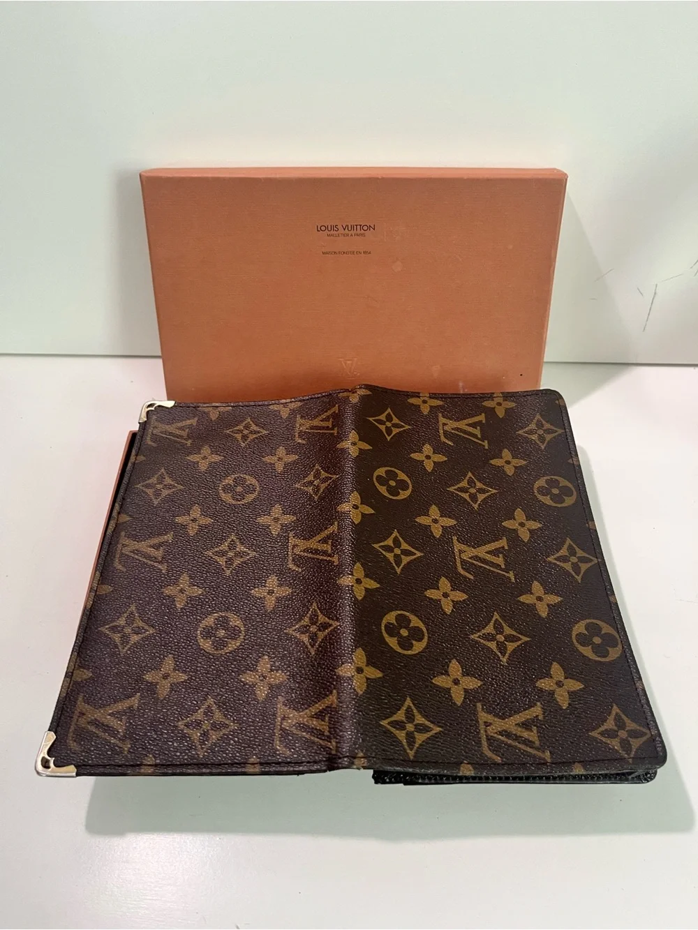 Louis Vuitton Monogram Canvas Folded card Holder in Brown and Gold with Box
